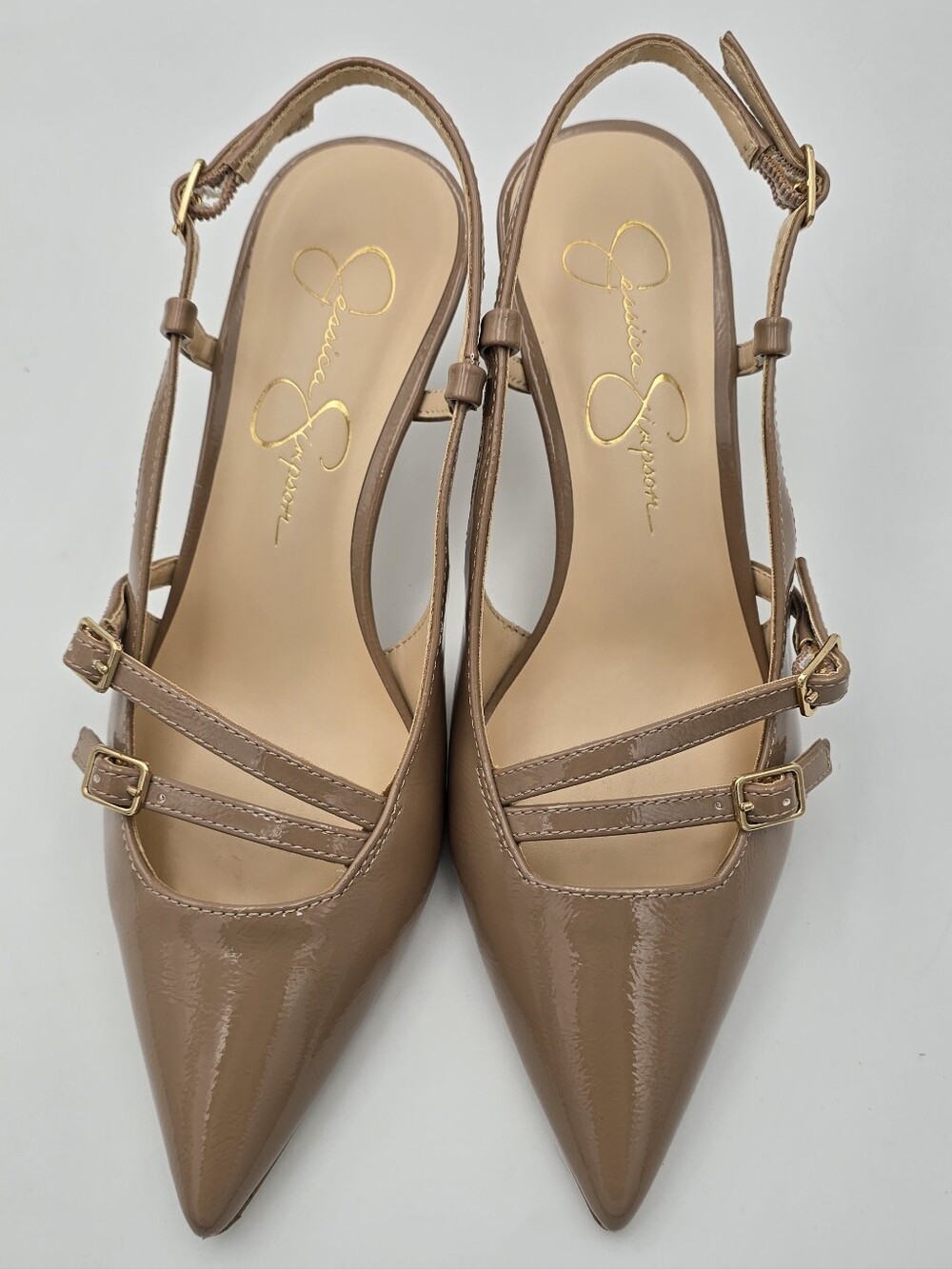 Jessica Simpson Taupe Pointed-Toe Slingback Pumps